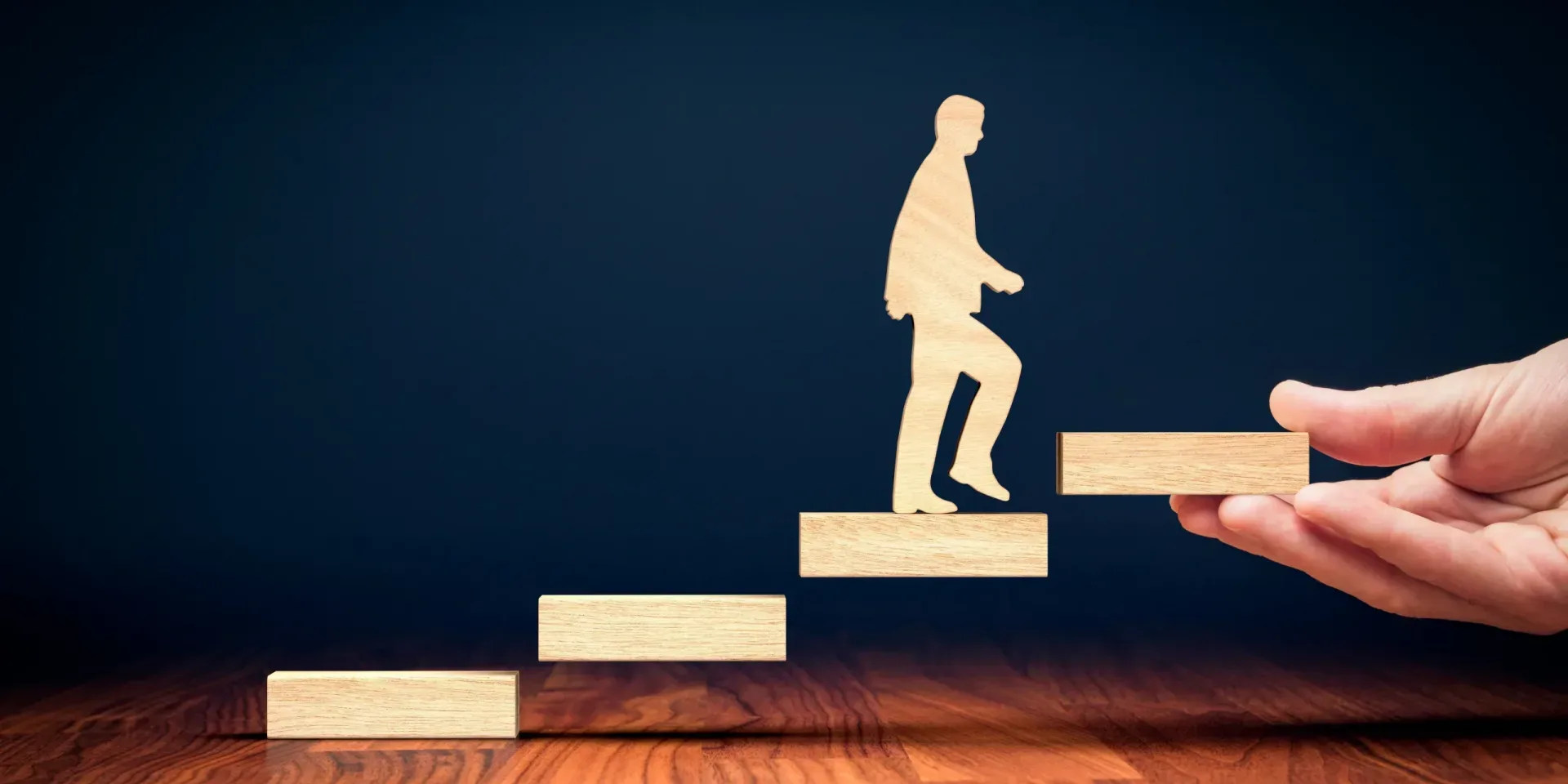 qualified-solar-appointments man stepping up wood blocks