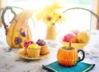 table with cupcakes and fruit